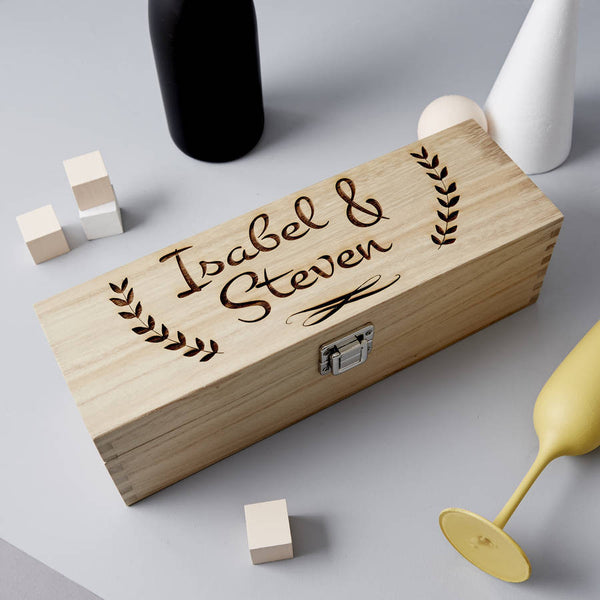 Personalised Wooden Couples Bottle Box