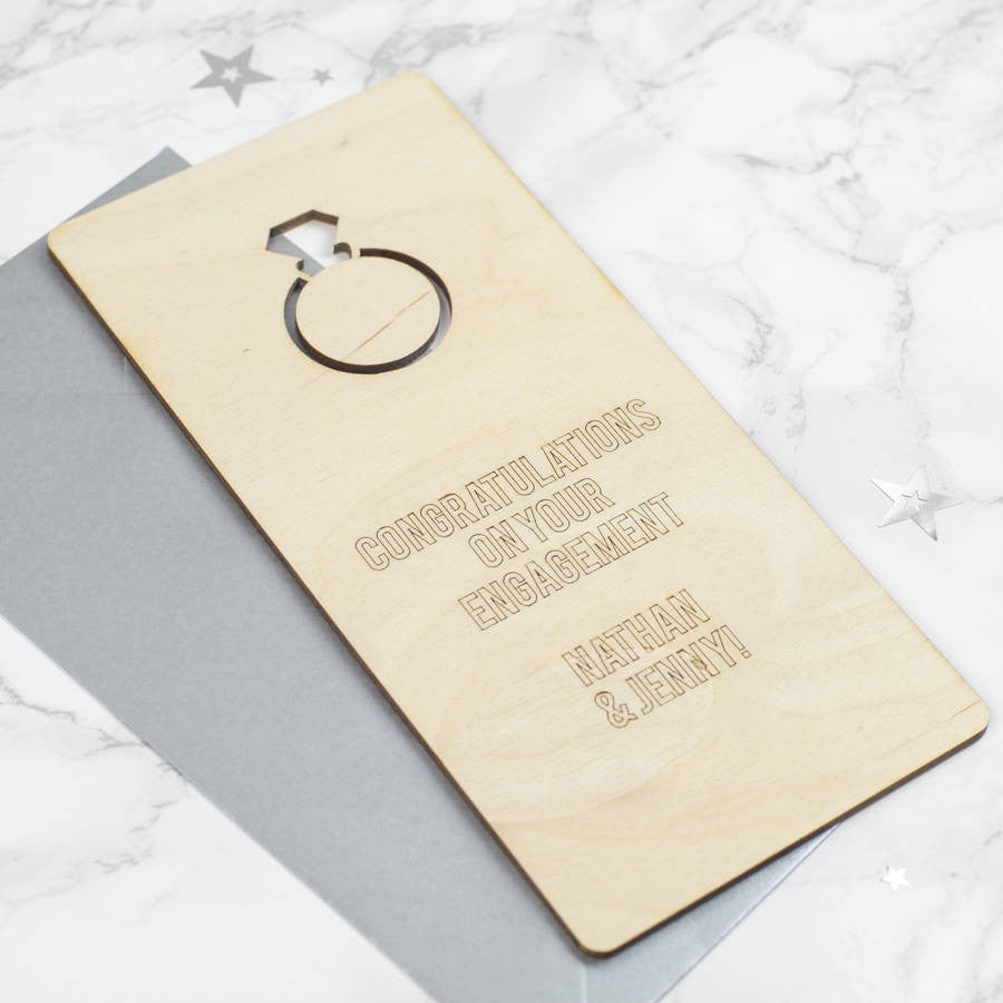 Personalised Wooden Engagement Card