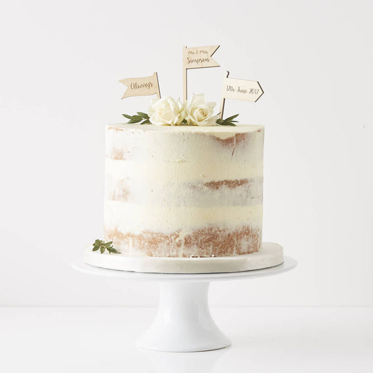 Personalised Wooden Flags Cake Topper