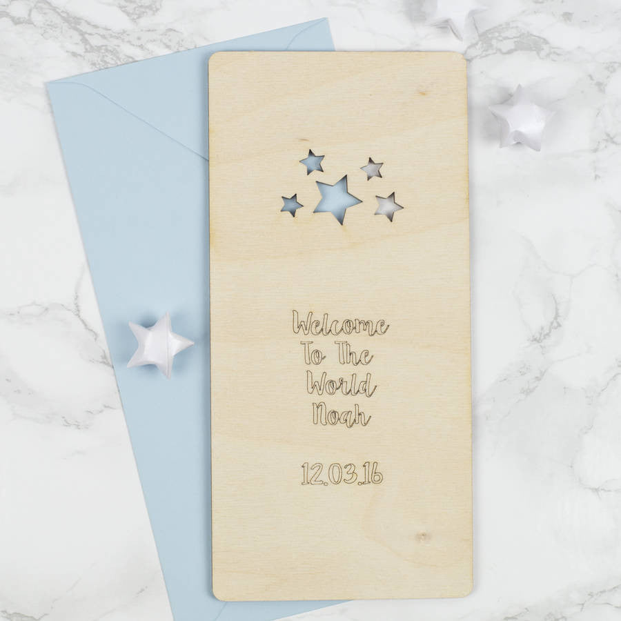 Personalised Wooden Star Baby Card