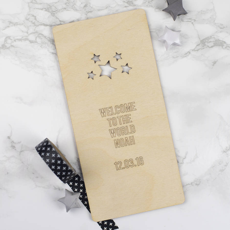 Personalised Wooden Star Baby Card