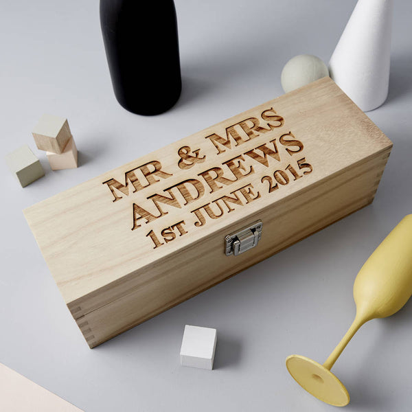 Personalised Wooden Wedding Bottle Box