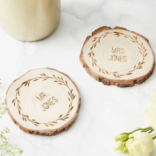 Personalised Wooden Wedding Coaster
