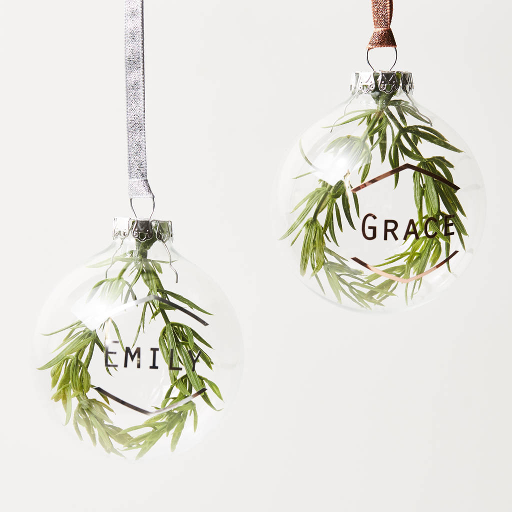 Personalised Wreath Glass Bauble