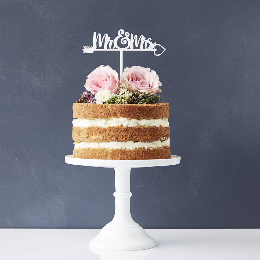 Romantic Mr And Mrs Heart Arrow Cake Topper