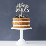 Romantic Personalised Mr And Mrs Cake Topper
