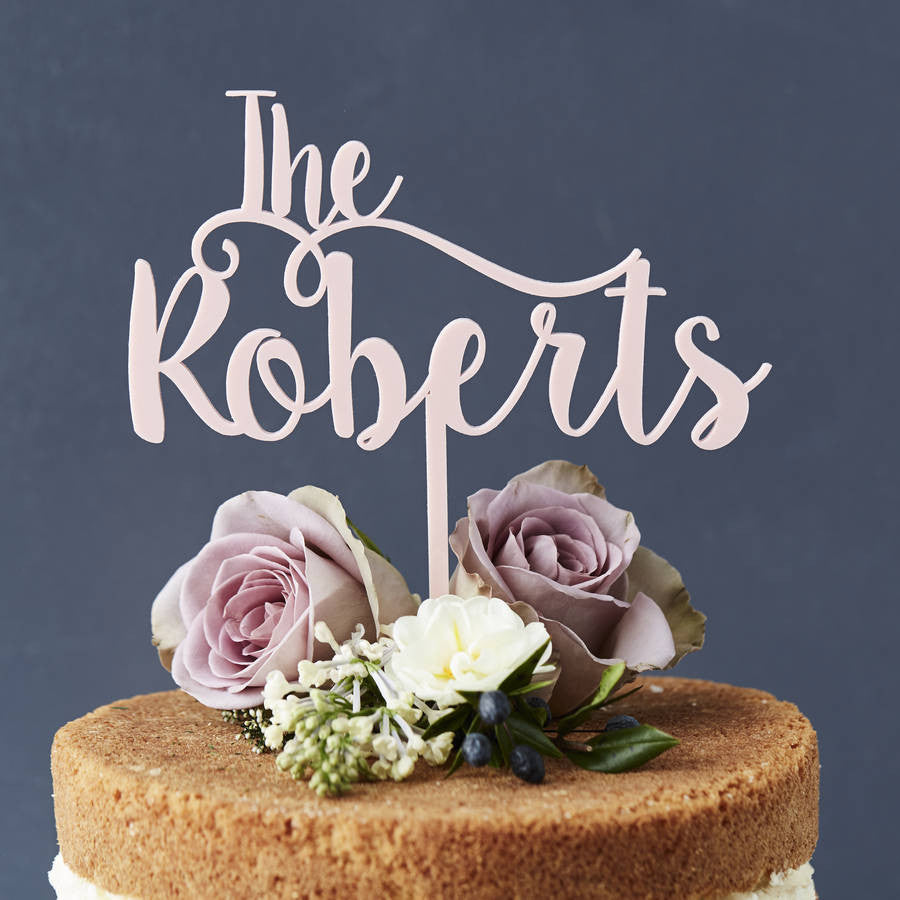 Romantic Personalised Surname Cake Topper
