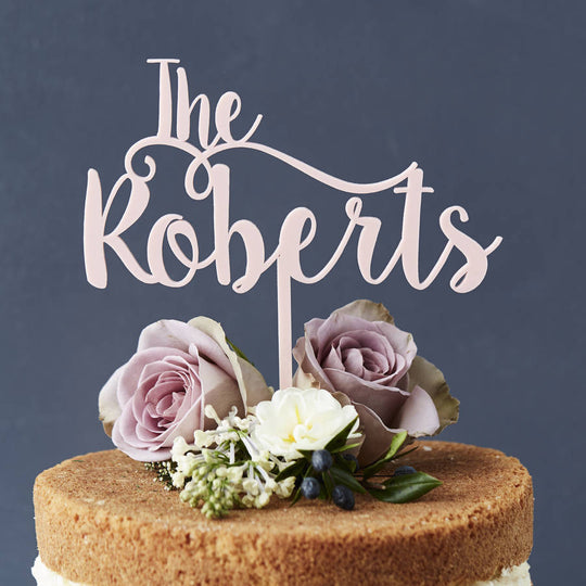 Romantic Personalised Surname Cake Topper