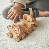 Set Of Four Push Along Wooden Toy Animals