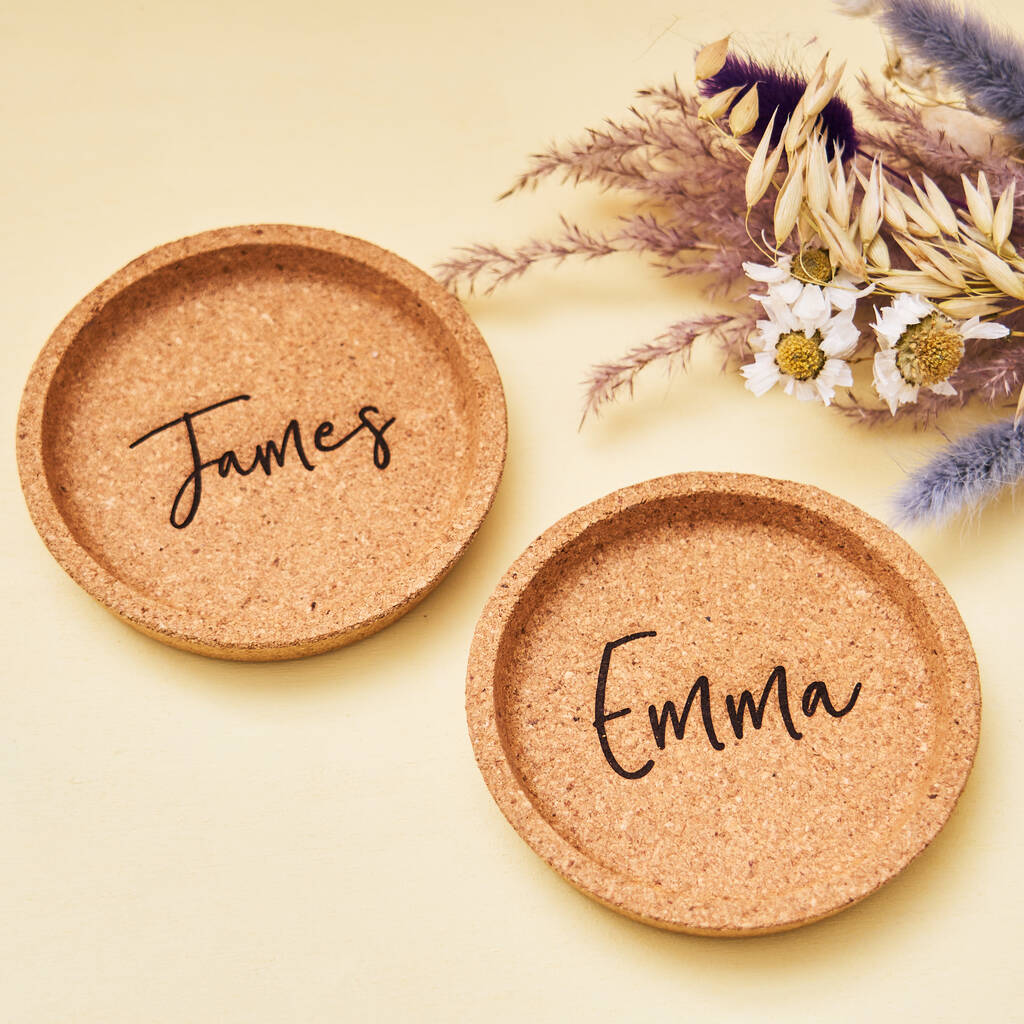 Set Of Two Personalised Cork Coasters
