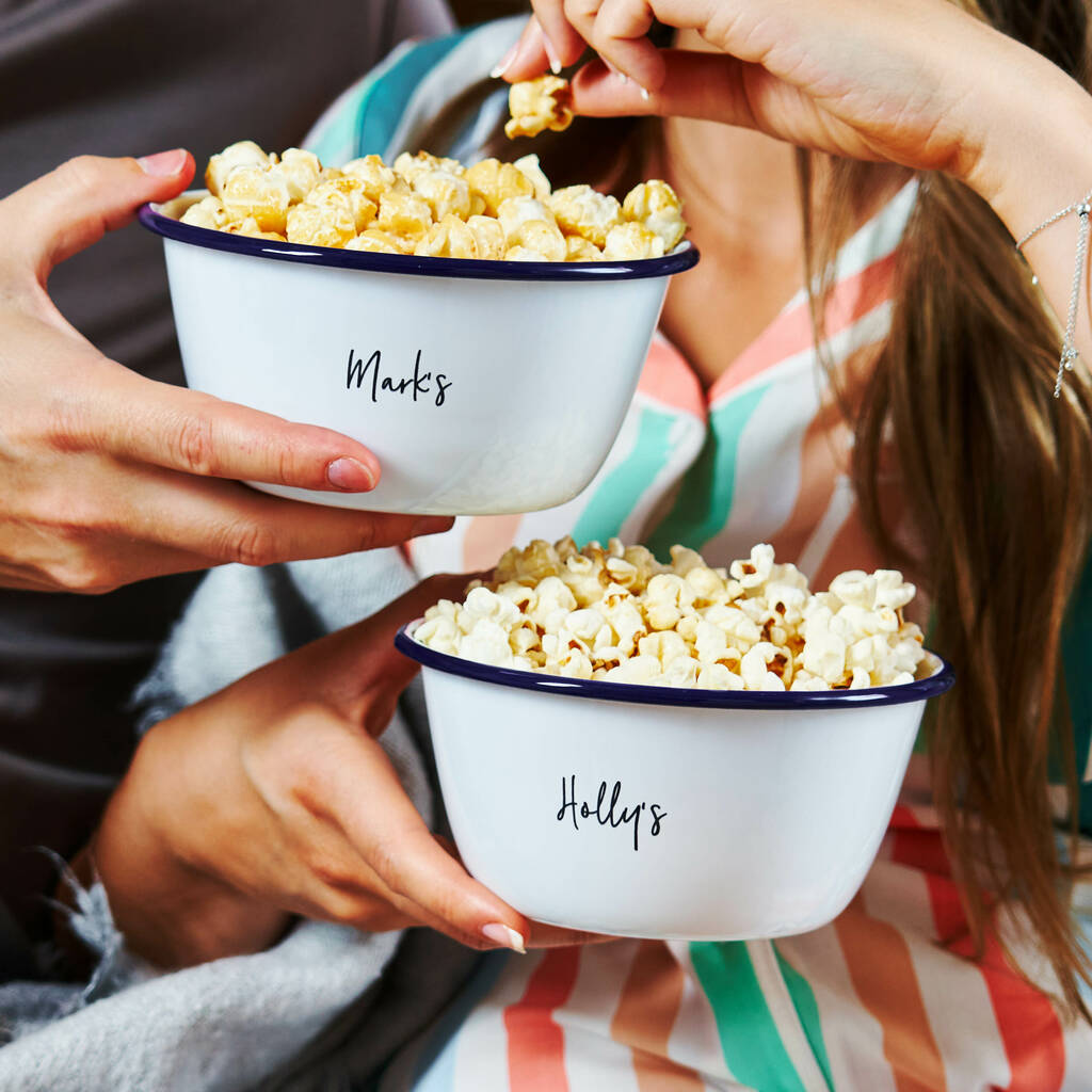 Set Of Two Personalised Couples Popcorn Bowls