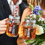 Set Of Two Personalised Mr And Mrs Mason Jars