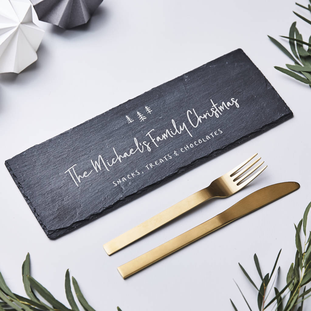 Slate Christmas Personalised Cheese Board