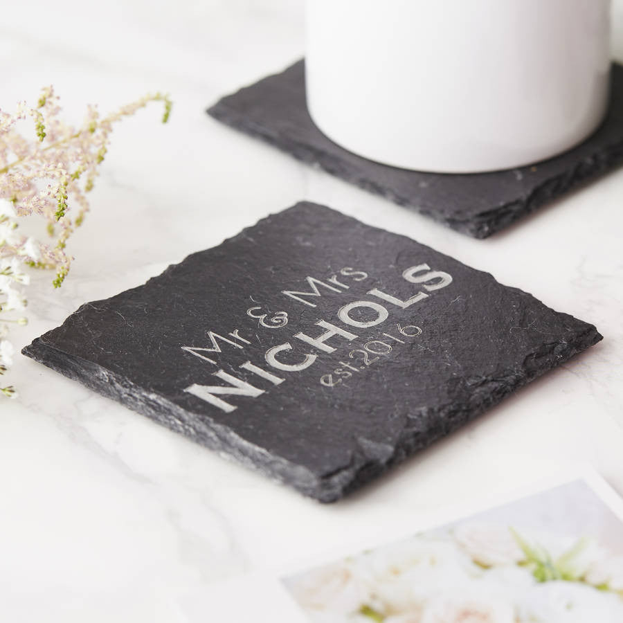 Slate Personalised Wedding Coaster