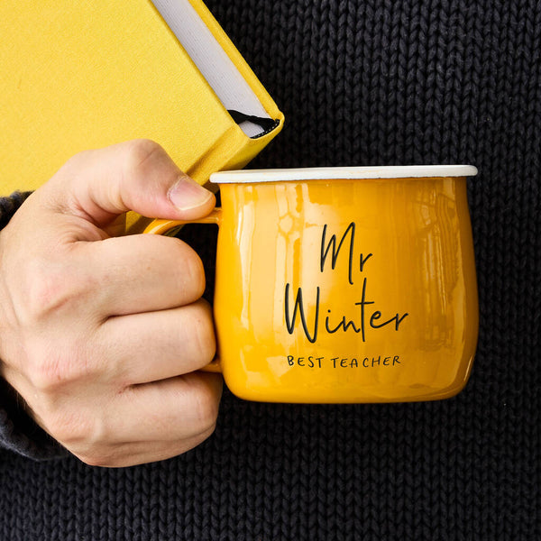 Personalised Thank You Teacher Coloured Enamel Mug