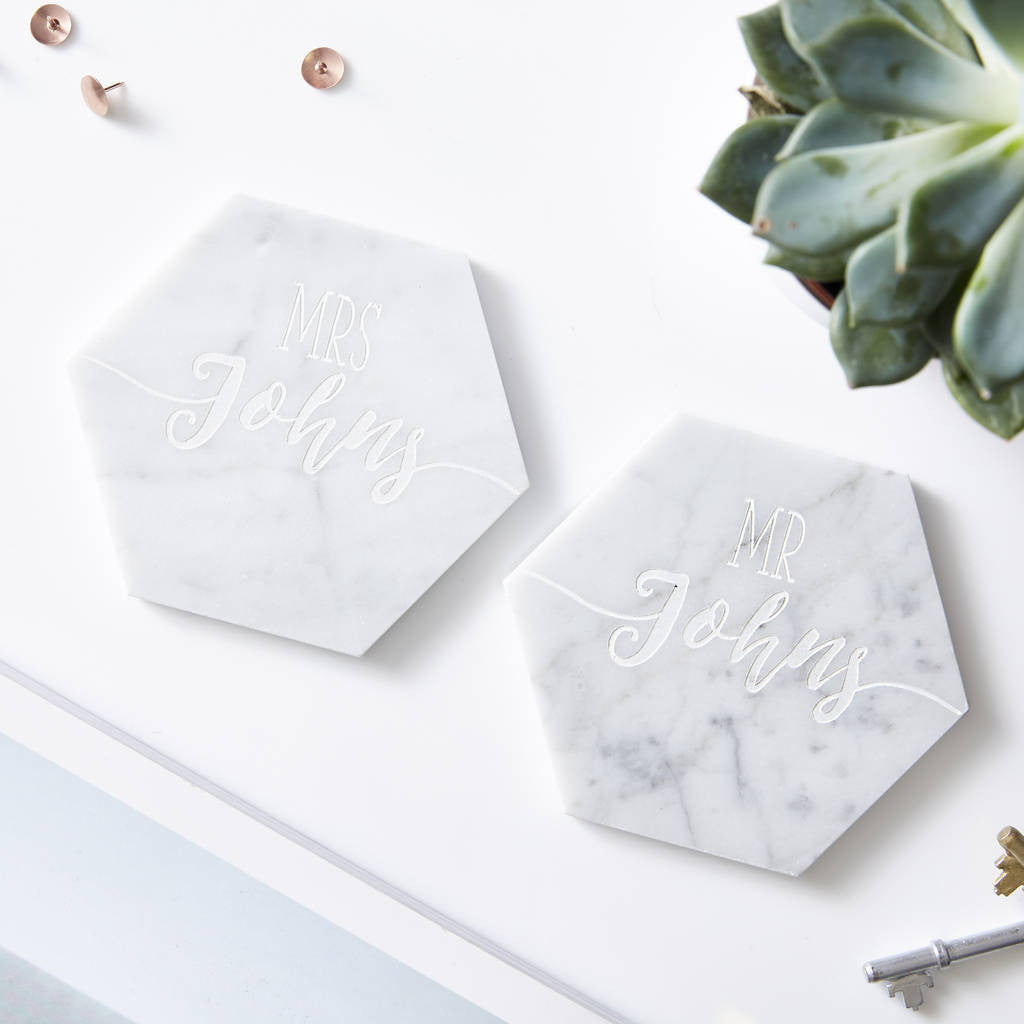 Wedding Personalised Marble Coaster