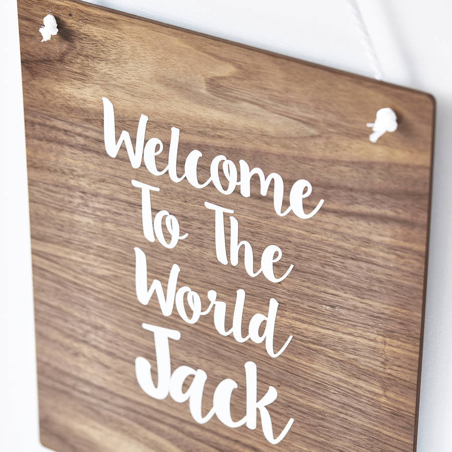 Welcome To The World Personalised Wooden Wall Art