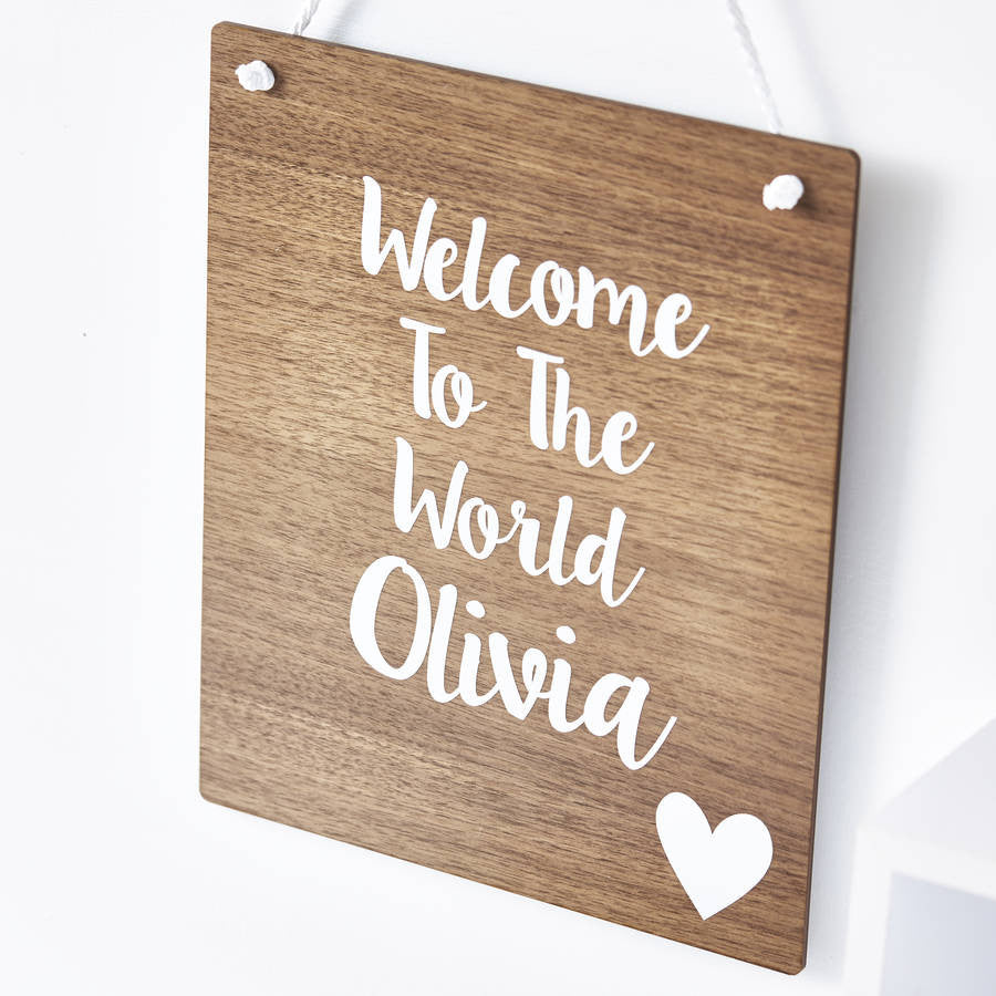 Welcome To The World Personalised Wooden Wall Art