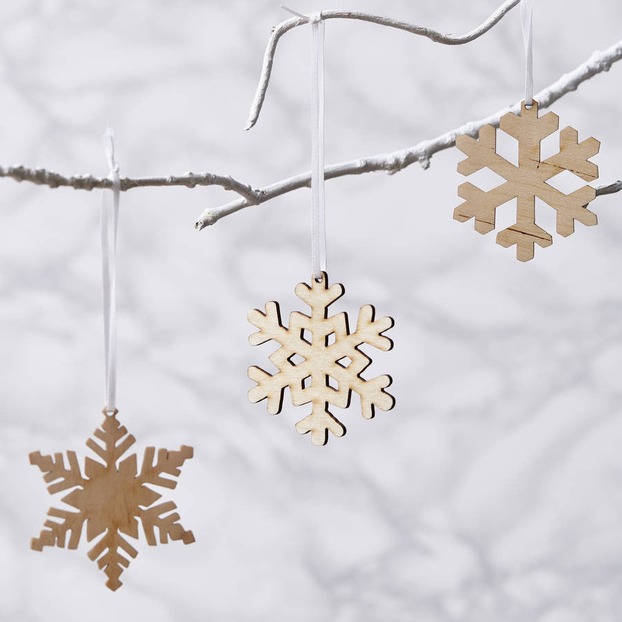 Wooden Christmas Snowflake Decorations