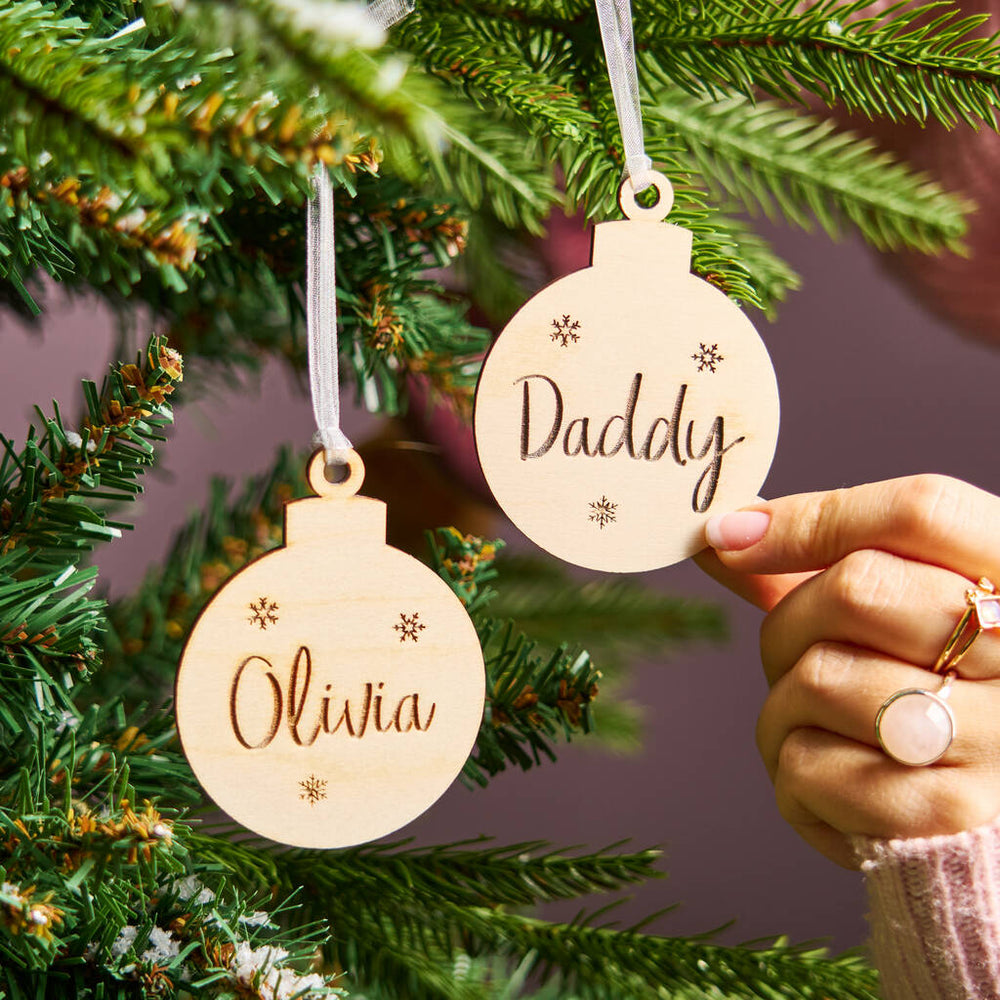 Wooden Engraved Bauble Decoration