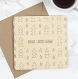 Wooden Personalised Good Luck Card