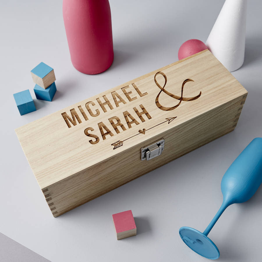 Wooden Personalised Wedding Bottle Box