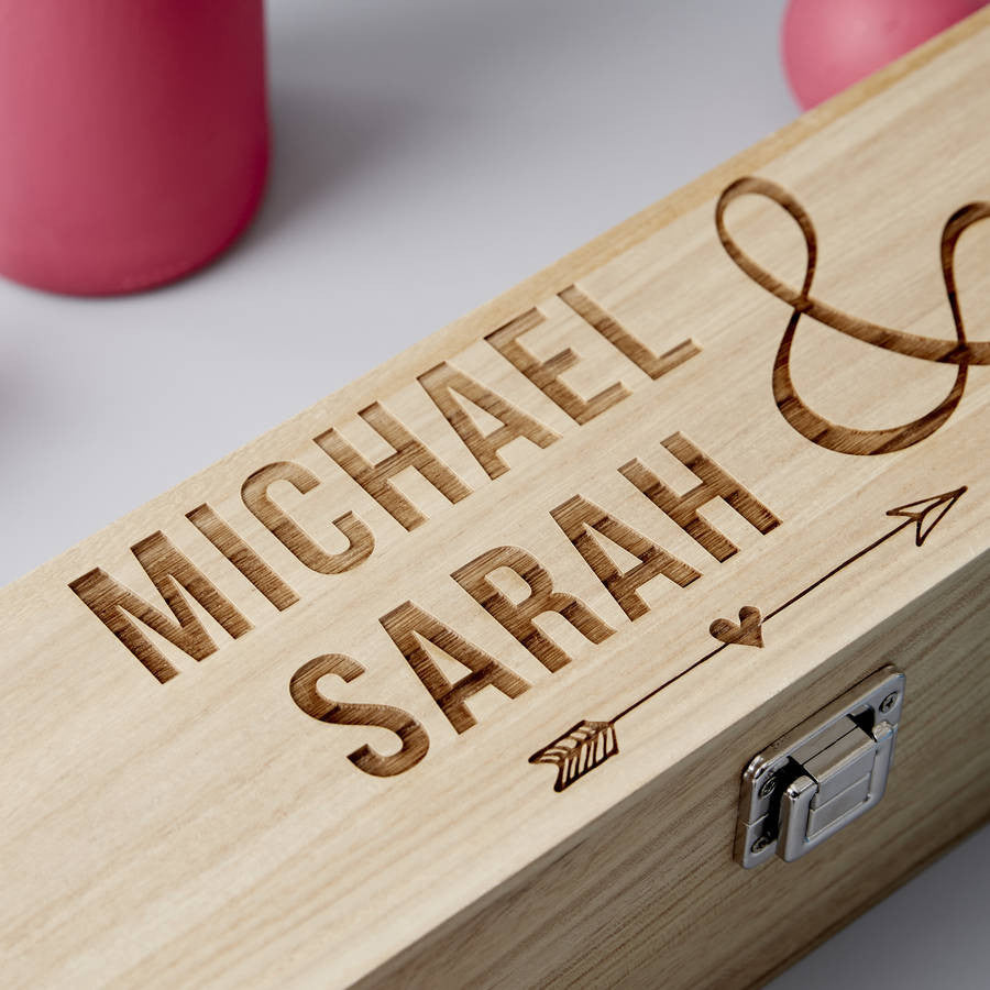 Wooden Personalised Wedding Bottle Box