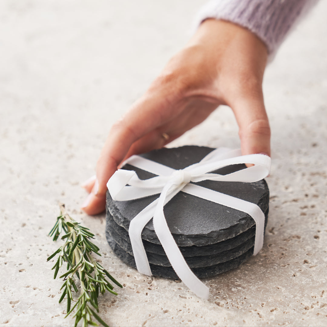 Set Of Four Round Slate Coasters